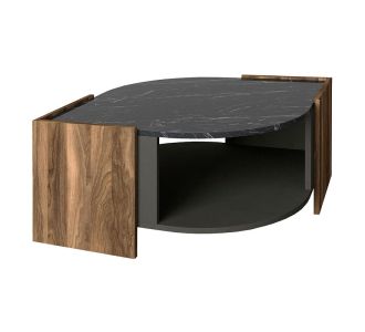 Τραπεζάκι σαλονιού Marbel Megapap από μελαμίνη χρώμα καρυδί - μαύρο εφέ μαρμάρου 75x75x40εκ. |  Τραπεζάκια σαλονιού στο espiti