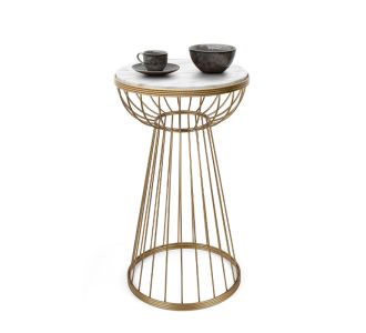 Βοηθητικό τραπεζάκι Mantare Megapap μεταλλικό - Mdf χρώμα χρυσό - λευκό εφέ μαρμάρου 35x35x58εκ. |  Τραπεζάκια βοηθητικά στο espiti