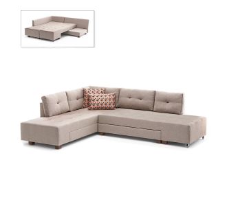 Γωνιακός καναπές - κρεβάτι Manama Megapap αριστερή γωνία υφασμάτινος χρώμα κρεμ 280x206x85εκ. |  Καναπέδες-Κρεβάτι στο espiti