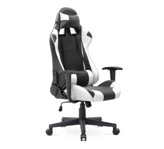 Καρέκλα γραφείου Gaming Alonso Megapap από τεχνόδερμα χρώμα λευκό - μαύρο 67x70x125/135 εκ. |  Καρέκλες γραφείου στο espiti