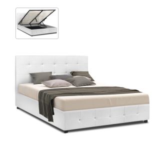 Κρεβάτι Iro Megapap από τεχνόδερμα με αποθηκευτικό χώρο χρώμα λευκό 160x200εκ. |  Κρεβάτια στο espiti