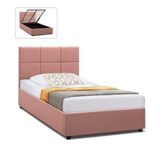 Κρεβάτι Kingston Megapap βελούδινο με αποθηκευτικό χώρο χρώμα melon pink 120x200εκ. |  Παιδικά έπιπλα στο espiti