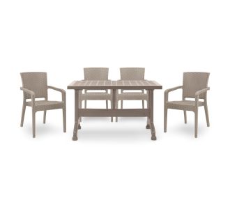 Σετ τραπεζαρία κήπου Callan Megapap 5τμχ πολυπροπυλενίου τραπέζι 140x70 - πολυθρόνα recycled χρώμα cappuccino S_GP046-0003,2+GP046-0001,3x4 |  Σετ τραπεζαρία κήπου στο espiti