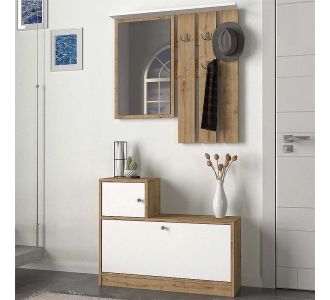 Έπιπλο εισόδου Galina Megapap από μελαμίνη χρώμα sapphire oak - λευκό 91,8x27x70εκ. |  Βιτρίνες - Έπιπλα εισόδου στο espiti