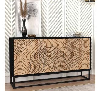 Μπουφές μελαμίνης Themis Megapap χρώμα μαύρο - sapphire oak 150x35x83,6εκ. |  Μπουφέδες στο espiti