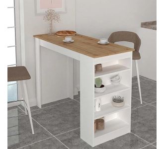 Τραπέζι μπαρ Monaco Megapap από μελαμίνη χρώμα λευκό - sapphire oak 120x51,6x101,8εκ. |  Τραπέζια στο espiti
