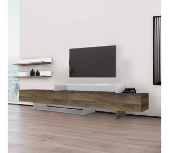 Έπιπλο τηλεόρασης Nirvana Megapap από μελαμίνη χρώμα καρυδί - λευκό 180x31,3x41,7εκ. |  Έπιπλα τηλεόρασης στο espiti