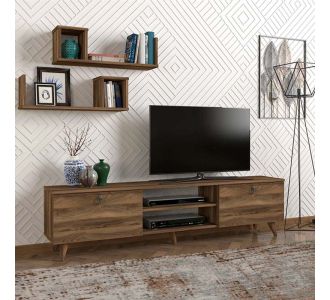 Έπιπλο τηλεόρασης Seddra Megapap από μελαμίνη χρώμα καρυδί 180x31,5x45εκ. |  Έπιπλα τηλεόρασης στο espiti