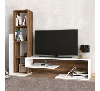 Σύνθεση τηλεόρασης Bend Megapap από μελαμίνη χρώμα λευκό - καρυδί 153,6x39x131εκ. |  Συνθέσεις σαλονιού στο espiti