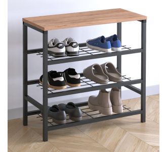 Παπουτσοθήκη Dalia Megapap 9 ζευγών μεταλλική - μελαμίνης χρώμα μαύρο - pine oak 65x30x67εκ. |  Παπουτσοθήκες στο espiti