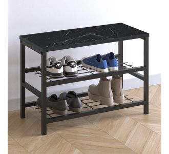 Παπουτσοθήκη Dalia Megapap 6 ζευγών μεταλλική - μελαμίνης χρώμα μαύρο εφέ μαρμάρου 65x30x45εκ. |  Παπουτσοθήκες στο espiti
