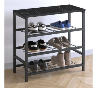 Παπουτσοθήκη Dalia Megapap 9 ζευγών μεταλλική - μελαμίνης χρώμα μαύρο εφέ μαρμάρου 65x30x67εκ. |  Παπουτσοθήκες στο espiti