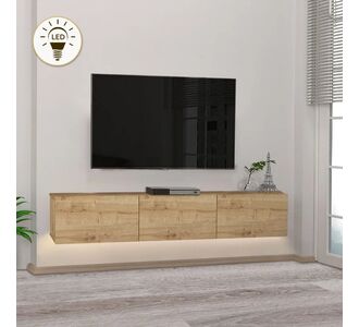 Έπιπλο τηλεόρασης επιτοίχιο Damla Megapap από μελαμίνη με LED χρώμα sapphire oak 180x29,5x29,5εκ. |  Έπιπλα τηλεόρασης στο espiti