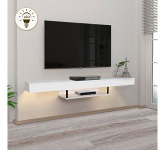 Έπιπλο τηλεόρασης επιτοίχιο Albares Megapap από μελαμίνη με LED χρώμα λευκό 150x29,6x22εκ. |  Έπιπλα τηλεόρασης στο espiti