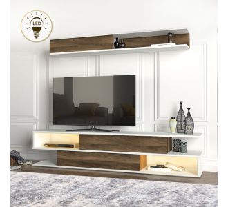 Σύνθεση τηλεόρασης Manet Megapap από μελαμίνη με LED χρώμα λευκό - καρυδί 180x29,5x39εκ. |  Συνθέσεις σαλονιού στο espiti