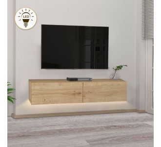 Έπιπλο τηλεόρασης επιτοίχιο Aristo Megapap από μελαμίνη με LED χρώμα sapphire oak 135x31,6x25εκ. |  Έπιπλα τηλεόρασης στο espiti