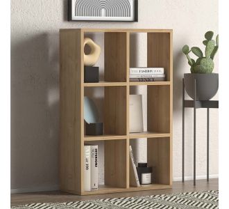 Βιβλιοθήκη Cube Megapap από μελαμίνη χρώμα oak 73,5x34x109εκ. |  Βιβλιοθήκες στο espiti