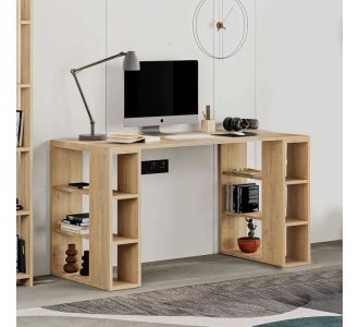 Γραφείο εργασίας Colmar Megapap από μελαμίνη χρώμα sapphire oak 140x60x75εκ |  Γραφεία στο espiti