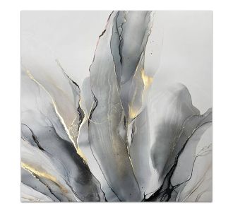 Πίνακας σε καμβά "Abstract Grey Leaves" Megapap ψηφιακής εκτύπωσης 100x100x3εκ. |  Πίνακες στο espiti
