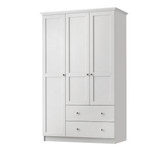 Ντουλάπα ρούχων Emily Megapap τρίφυλλη με συρτάρια χρώμα λευκό 105x50x210εκ. |  Επιπλα στο espiti