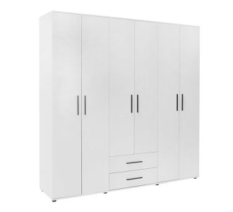 Ντουλάπα ρούχων Bianco Megapap εξάφυλλη με συρτάρια χρώμα λευκό 206x52x213εκ. |  Ντουλάπες ρούχων στο espiti