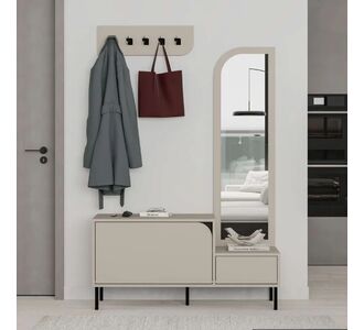 Έπιπλο εισόδου Mila Megapap με κρεμάστρα χρώμα sandstone120x37x171,6εκ. |  Βιτρίνες - Έπιπλα εισόδου στο espiti