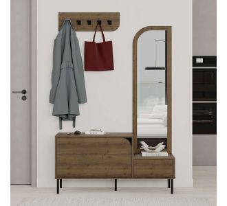 Έπιπλο εισόδου Mila Megapap με κρεμάστρα χρώμα ανοιχτό καρυδί 120x37x171,6εκ. |  Βιτρίνες - Έπιπλα εισόδου στο espiti