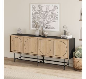 Μπουφές Joji Megapap χρώμα sapphire oak - silky black 186,8x40x77,6εκ. |  Μπουφέδες στο espiti