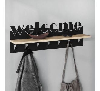 Κρεμάστρα τοίχου Welcome Megapap χρώμα μαύρο - sapphire oak 86x15,2x29εκ. |  Καλόγεροι -Κρεμάστρες στο espiti