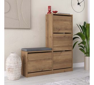 Παπουτσοθήκη μελαμίνης Dude Megapap χρώμα ανοιχτό καρυδί 104,8x26x118,5εκ. |  Παπουτσοθήκες στο espiti