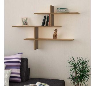 Ραφιέρα τοίχου Leo Megapap χρώμα ανοιχτό καρυδί 123x22x80εκ. |  Ραφιέρες τοίχου στο espiti