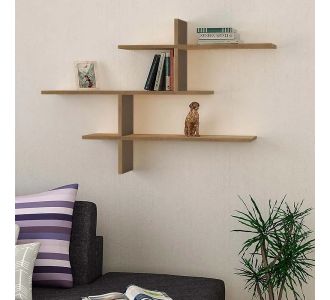 Ραφιέρα τοίχου Leo Megapap χρώμα ανοιχτό καρυδί 123x22x80εκ. |  Ραφιέρες τοίχου στο espiti