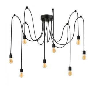 Φωτιστικό οροφής Octopus Megapap E27 οκτάφωτο χρώμα μαύρο 150εκ. |  Οροφής στο espiti