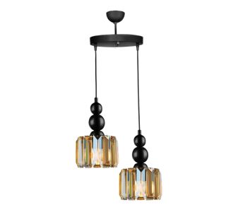 Φωτιστικό οροφής Alaba Megapap E27 μεταλλικό - γυάλινο δίφωτο χρώμα μαύρο 30x30x80εκ. |  Οροφής στο espiti