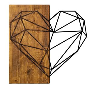 Διακοσμητικό τοίχου Heart Megapap ξύλινο - μεταλλικό χρώμα καρυδί - μαύρο 58x3x58εκ. |  Επιπλα στο espiti