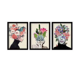 Πίνακας "Flower Girls" Megapap 3 τμχ. σε πλαίσιο 35x45x2εκ. |  Επιπλα στο espiti