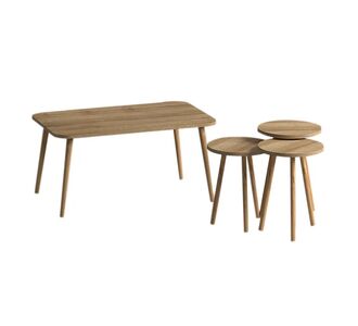 Τραπεζάκι σαλονιού σετ 4 τμχ Soul Megapap χρώμα oak 90x55x43εκ. |  Επιπλα στο espiti