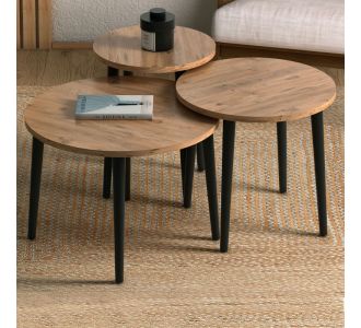 Τραπεζάκι σαλονιού σετ 3 τμχ Roma Megapap χρώμα oak Φ60x46εκ. |  Τραπεζάκια βοηθητικά στο espiti