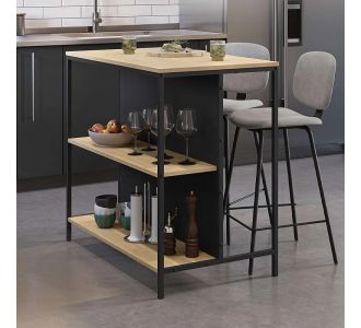 Τραπέζι μπαρ Detroit Megapap χρώμα sapphire oak - silky black 100x60x95εκ. |  Τραπέζια στο espiti