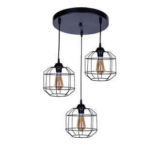 Φωτιστικό οροφής Rago Megapap E27 μεταλλικό τρίφωτο χρώμα μαύρο 50x40x80εκ. |  Οροφής στο espiti