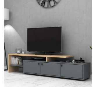 Έπιπλο τηλεόρασης Amadeo Megapap χρώμα ανθρακί - φυσικό οξιάς 197,5x35x46cm. |  Έπιπλα τηλεόρασης στο espiti