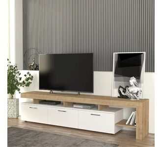 Έπιπλο τηλεόρασης Acnes Megapap χρώμα λευκό - sapphire oak 220x40x52εκ. |  Έπιπλα τηλεόρασης στο espiti