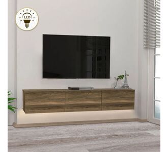 Έπιπλο τηλεόρασης επιτοίχιο Damla Megapap με LED χρώμα καρυδί 180x29,5x29,5εκ. |  Έπιπλα τηλεόρασης στο espiti