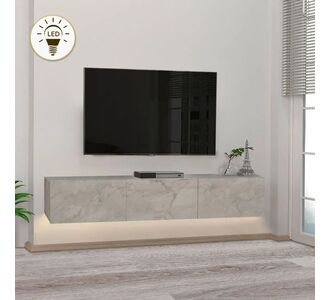 Έπιπλο τηλεόρασης επιτοίχιο Damla Megapap με LED χρώμα λευκό εφέ μαρμάρου 180x29,5x29,5εκ. |  Έπιπλα τηλεόρασης στο espiti