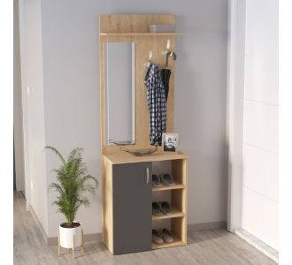 Έπιπλο εισόδου Norva Megapap χρώμα sapphire oak - ανθρακί 67,8x36,3x200,6εκ. |  Βιτρίνες - Έπιπλα εισόδου στο espiti