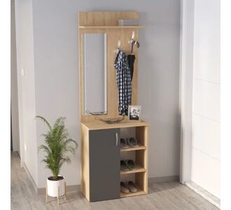 Έπιπλο εισόδου Norva Megapap χρώμα sapphire oak - ανθρακί 67,8x36,3x200,6εκ. |  Βιτρίνες - Έπιπλα εισόδου στο espiti