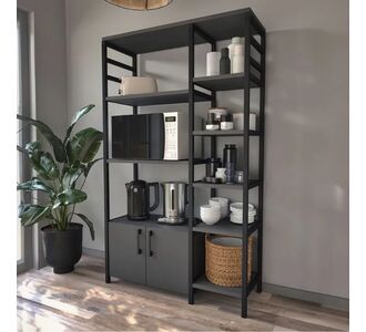 Έπιπλο κουζίνας Benito Megapap χρώμα μαύρο - ανθρακί 83,6x30,2x140,7εκ. |  Ντουλάπια στο espiti