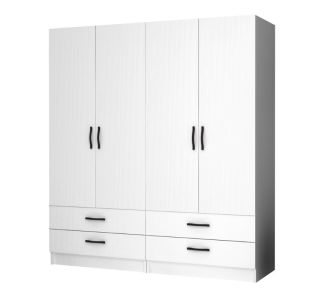 Ντουλάπα ρούχων Ricardo Megapap τετράφυλλη με συρτάρια χρώμα λευκό 160x51,8x181εκ. |  Ντουλάπες ρούχων στο espiti