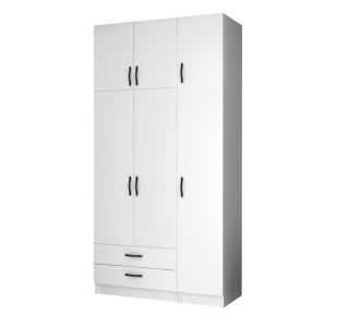 Ντουλάπα ρούχων Ricardo Megapap τρίφυλλη με πατάρι και συρτάρια χρώμα λευκό 120x51,8x240εκ. |  Ντουλάπες ρούχων στο espiti