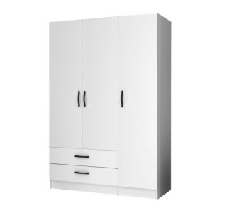Ντουλάπα ρούχων Ricardo Megapap τρίφυλλη με συρτάρια χρώμα λευκό 120x51,8x181εκ. |  Ντουλάπες ρούχων στο espiti